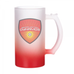 Bishops Waltham Dynamos Frosted Glass Stein - 'Trigger' Handle - 16oz