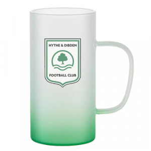 Hythe & Dibden FC Frosted Glass Stein - 'Slim' Handle - 22oz